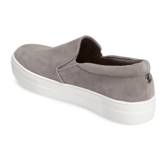 steve madden gray suede slip ons